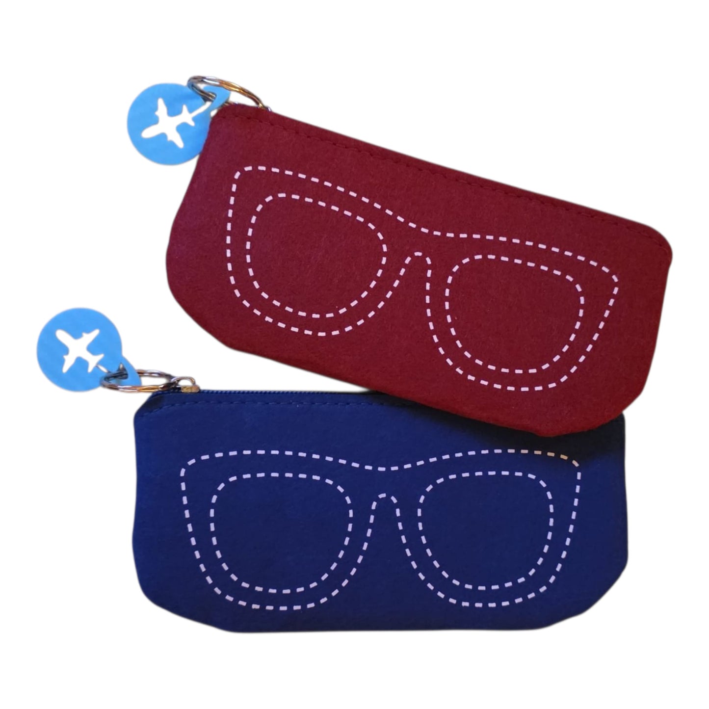 Sunglasses case, with zip closure in soft felt